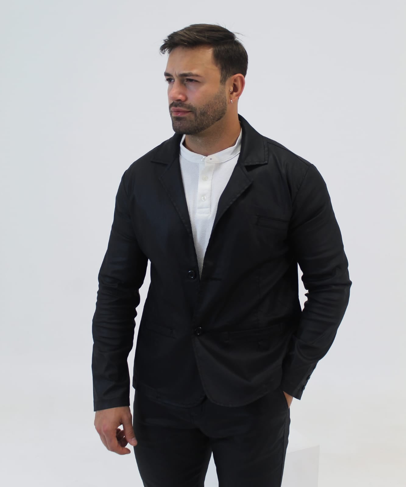 Blazer Sarja com Elastano - Preto
