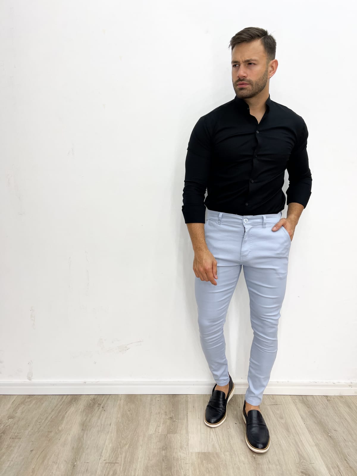Camisa Gola Padre Fibra de Bambu - Preta