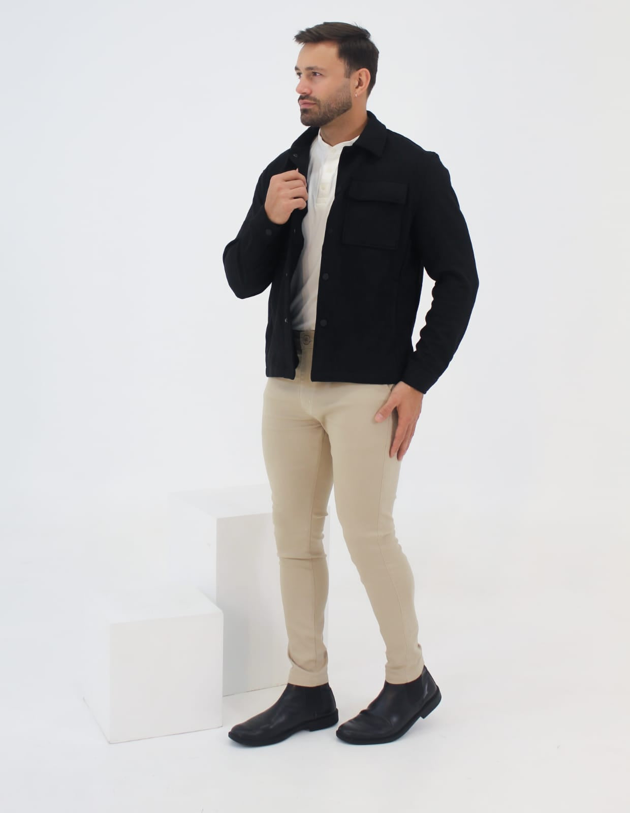 Jaqueta Sued Zíper - Preto