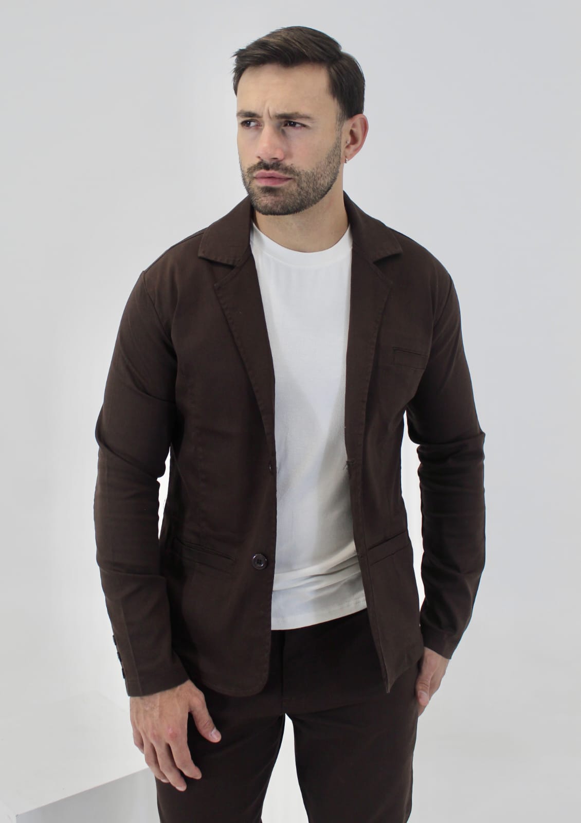 Blazer Sarja com Elastano - Marrom