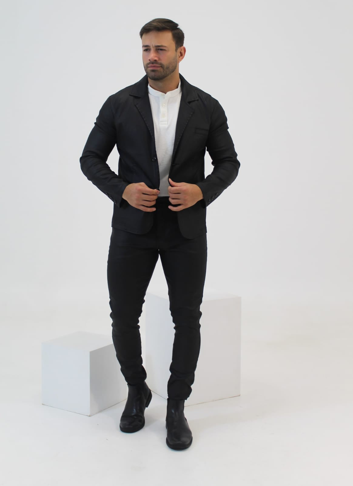 Blazer Sarja com Elastano - Preto