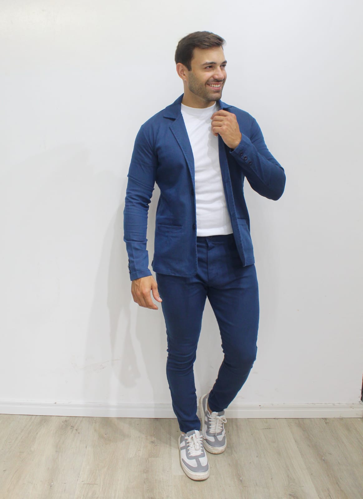 Blazer Sarja com Elastano - Azul Petróleo