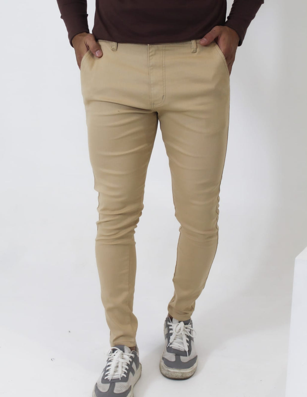 Calça Skinny Sport Fino Sarja com Elastano - Beje