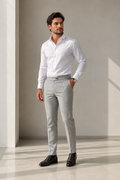 Calça Premium Alfaiataria com Ajuste Lateral - Cinza Xadrez