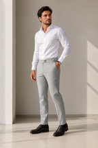 Calça Premium Alfaiataria com Ajuste Lateral - Cinza Xadrez
