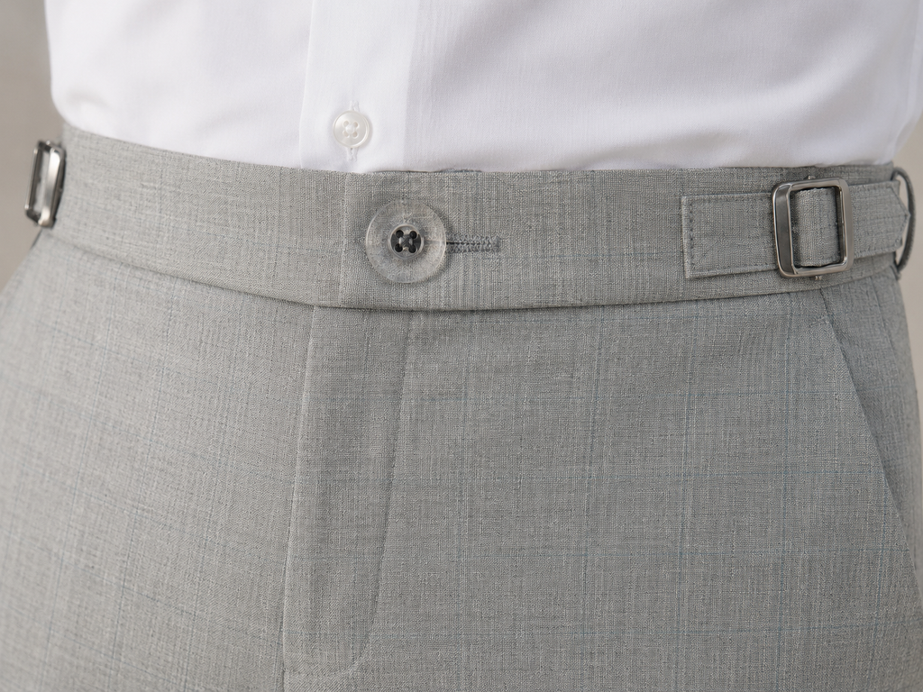 Calça Premium Alfaiataria com Ajuste Lateral - Cinza Xadrez