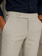 Calça Premium Alfaiataria com Ajuste Lateral - Caqui Xadrez