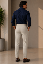 Calça Premium Alfaiataria com Ajuste Lateral - Caqui Xadrez