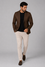 Blazer Premium Masculino Slim Sarja com Elastano - Marrom