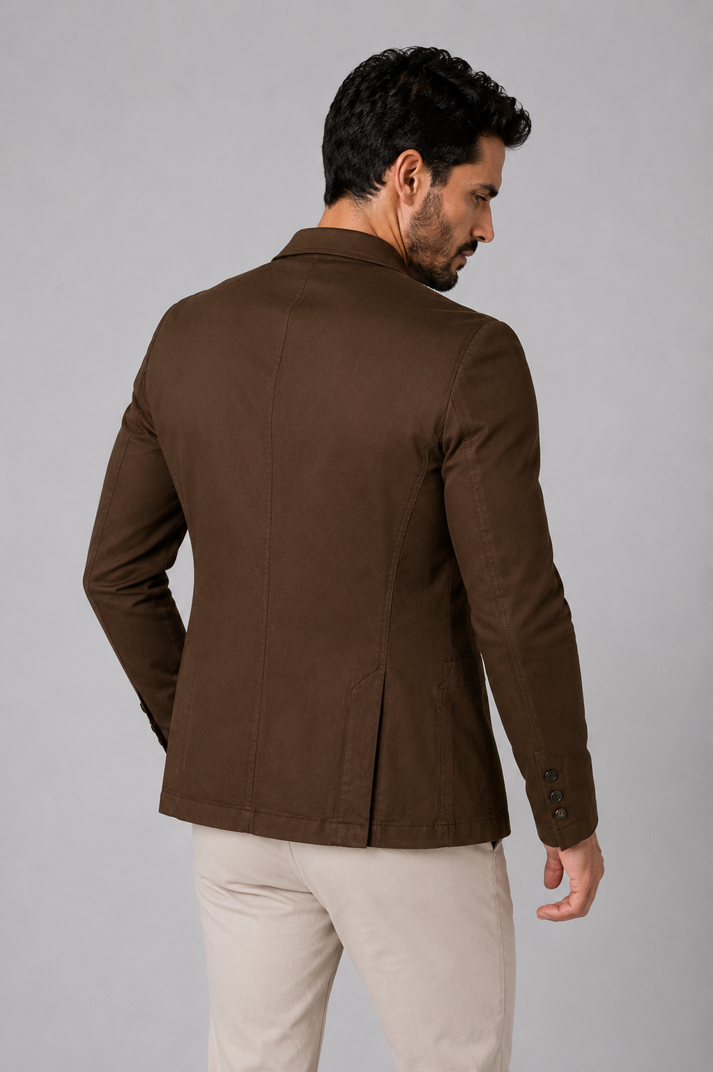 Blazer Premium Masculino Slim Sarja com Elastano - Marrom