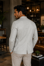 Blazer Masculino Slim Sarja com Elastano - Branco Gelo