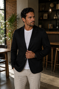 Blazer Masculino Slim Sarja com Elastano - Preto