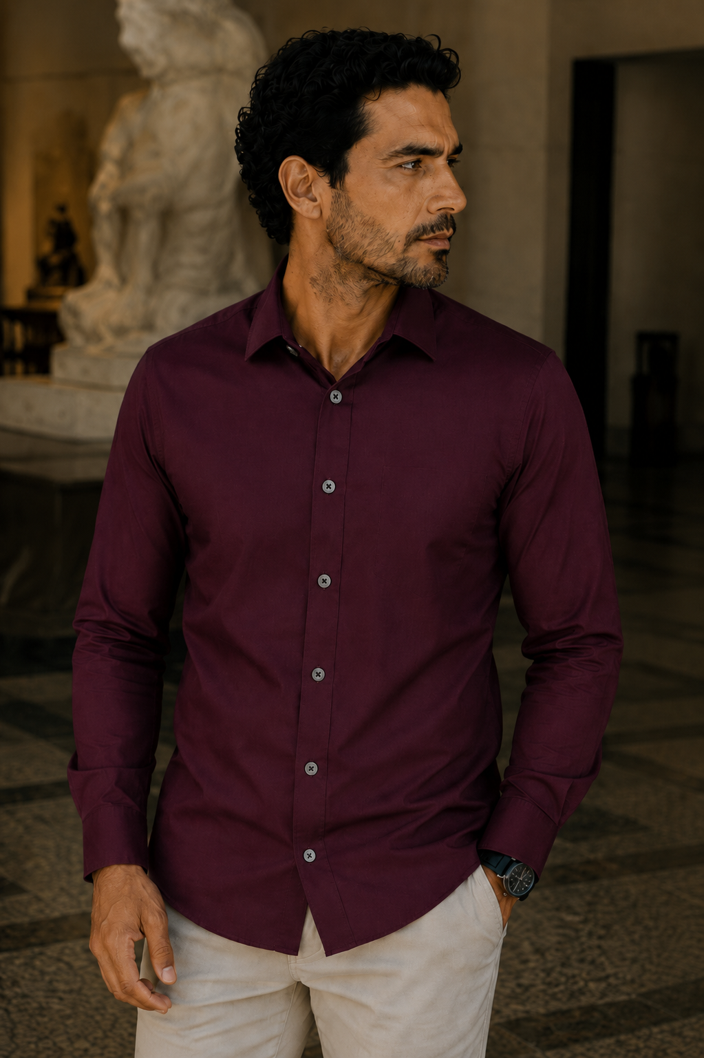 Camisa Social - Vinho