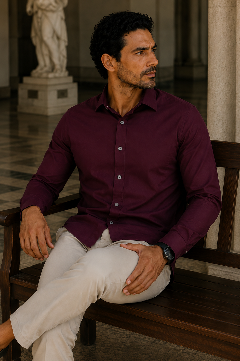 Camisa Social - Vinho