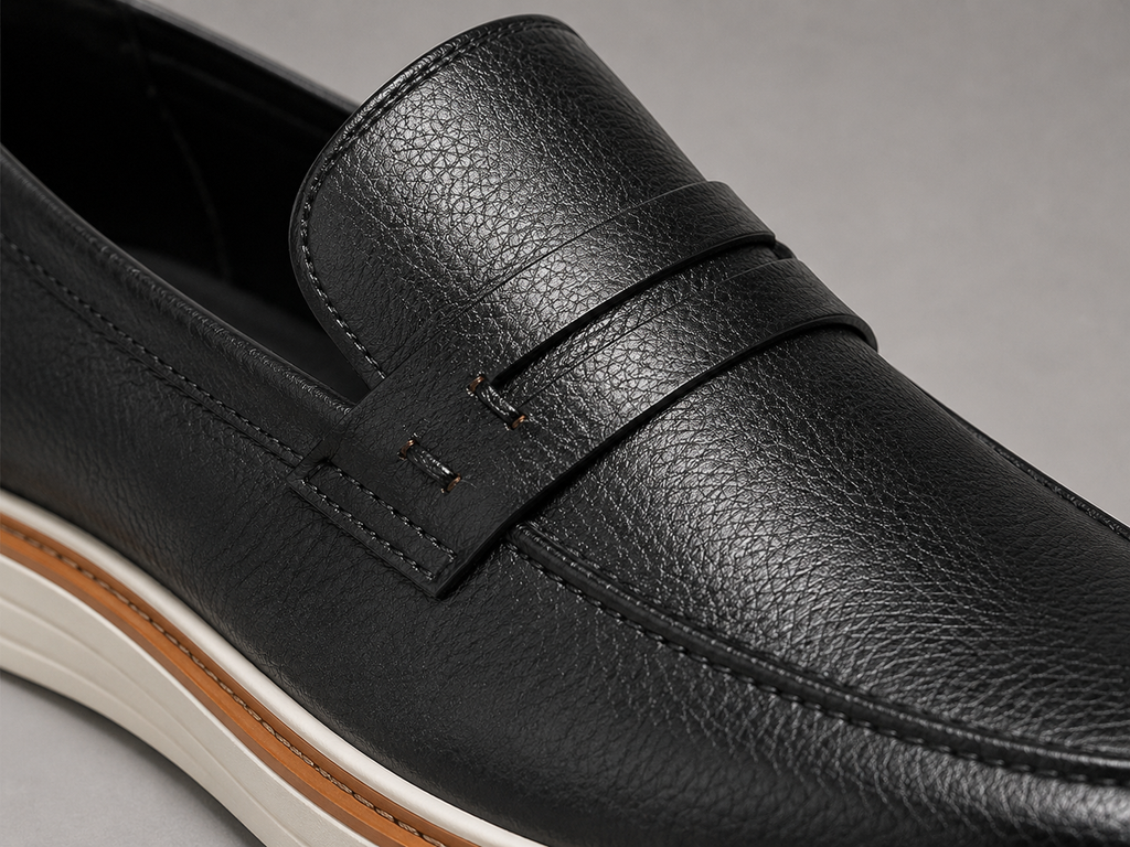 Mocassim Romano Black Em Couro Legitimo