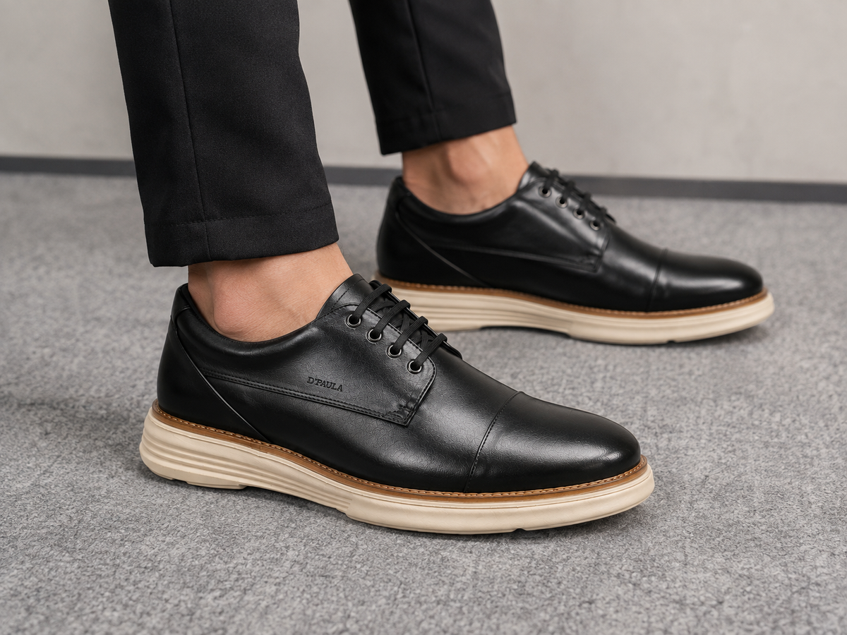 Sapato Social Castellano Em Couro - Preto