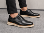 Sapato Derby Casual Premium Em Couro Legitimo - Preto