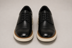 Sapato Derby Casual Premium Em Couro Legitimo - Preto
