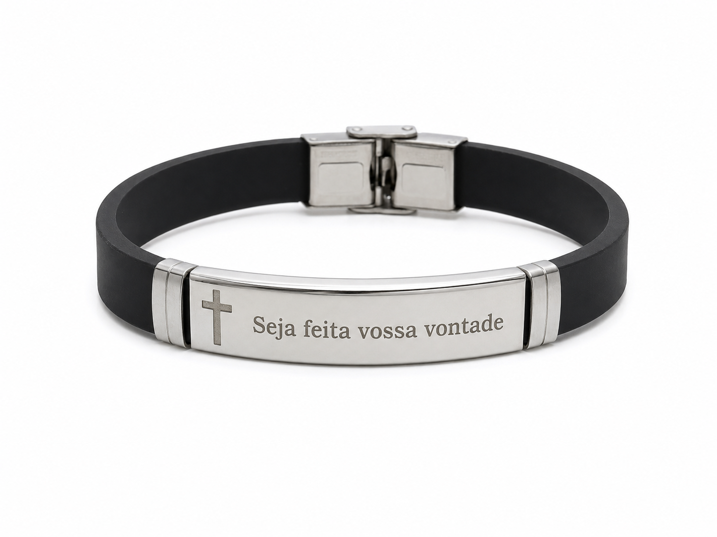 Pulseira Bracelete Aço Inox "Seja Feita Vossa Vontade"
