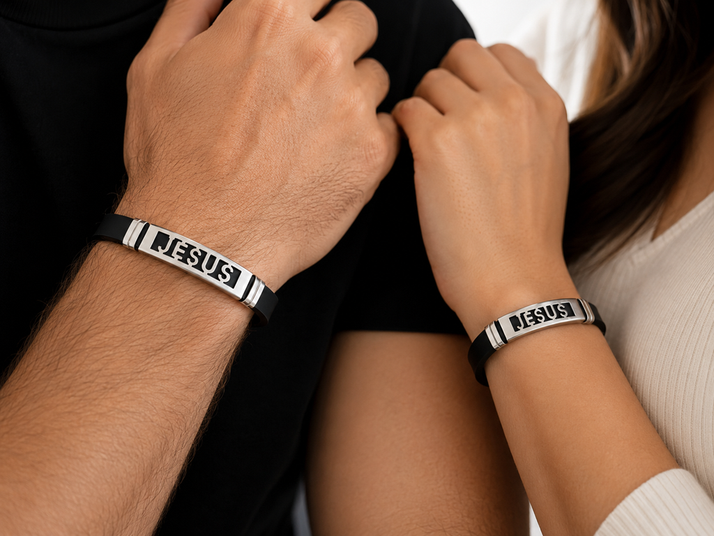 Pulseira Bracelete Aço Inox Jesus
