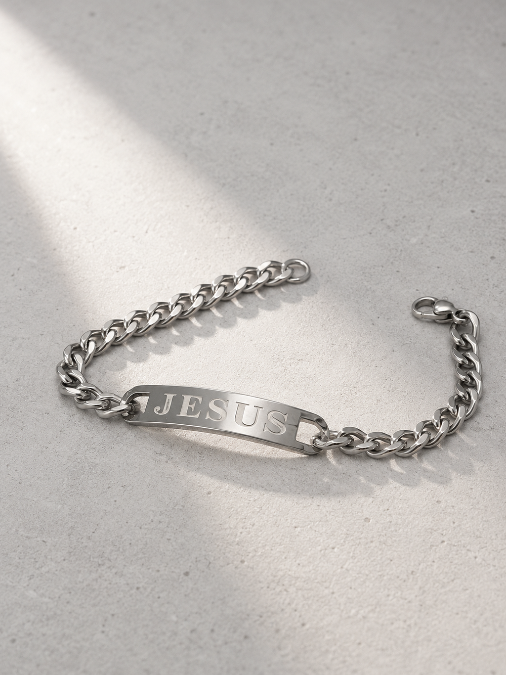 Pulseira Prata Aço Inox Jesus
