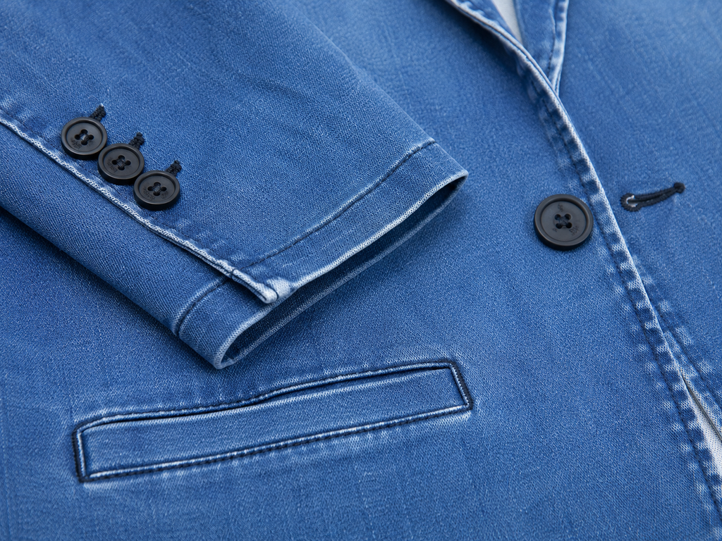 Blazer Premium Masculino Slim Sarja com Elastano - Azul Jeans