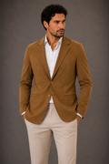 Blazer Premium Masculino Slim Sarja com Elastano - Caramelo