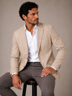 Blazer Premium Masculino Slim Sarja com Elastano - Beje
