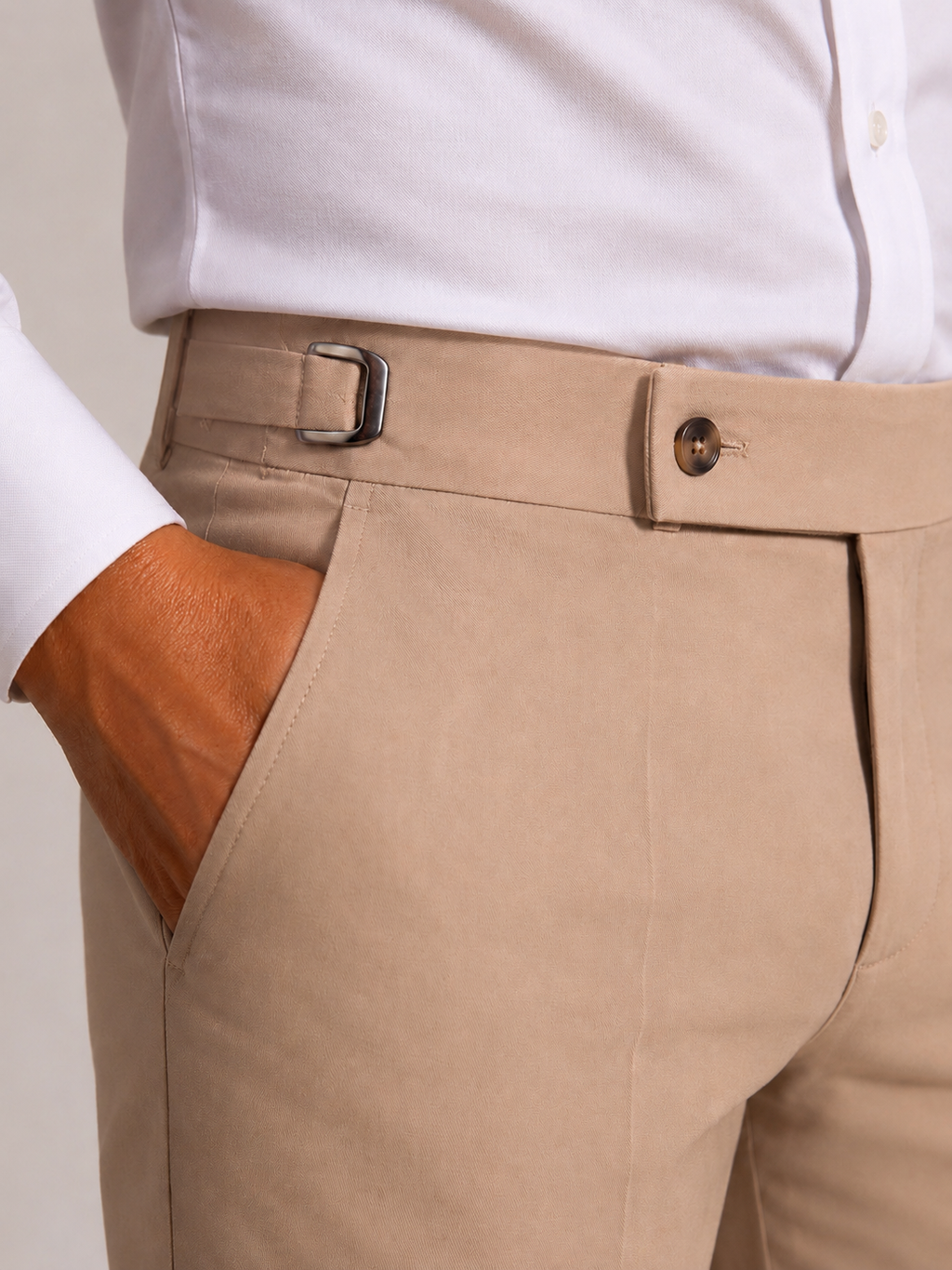 Calça Premium Alfaiataria com Ajuste Lateral - Beje