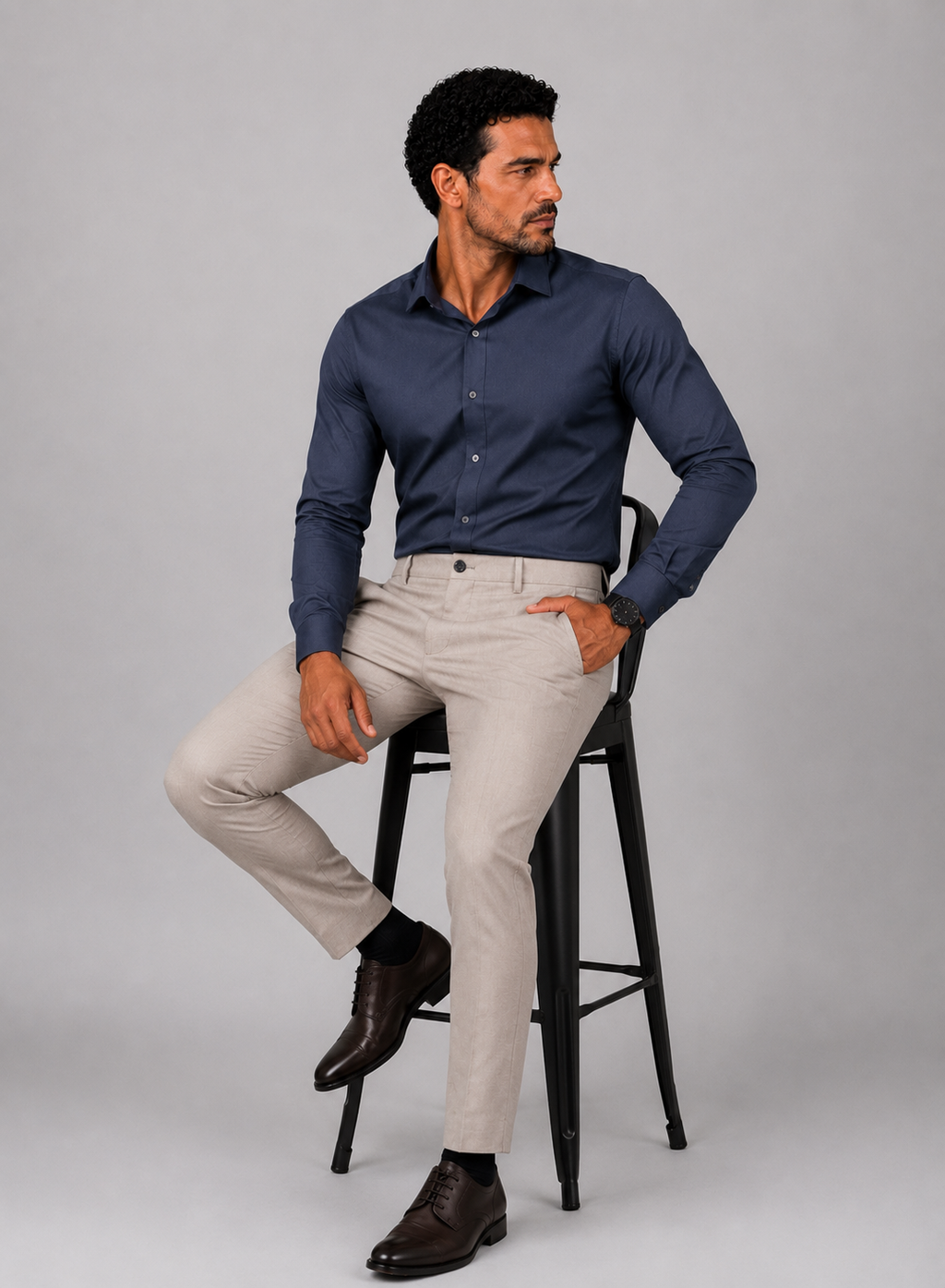 Camisa Social - Azul Smoke