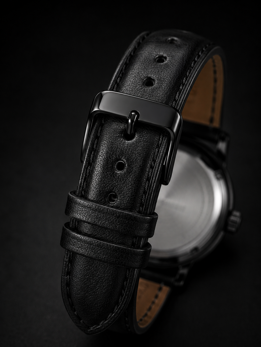 Relógio Champion Preto com Azul com pulseira de couro genuíno