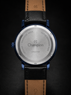 Relógio Champion Preto com Azul com pulseira de couro genuíno