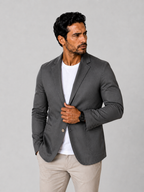 Blazer Masculino Slim Sarja com Elastano - Cinza Chumbo