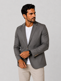 Blazer Masculino Slim Sarja com Elastano - Cinza Claro