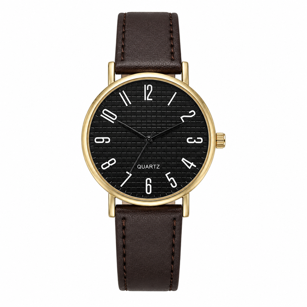 Relógio Eclipse Gold Premium Couro Social Masculino