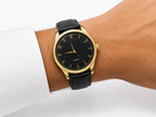 Relógio Eclipse Gold Premium Couro Social Masculino