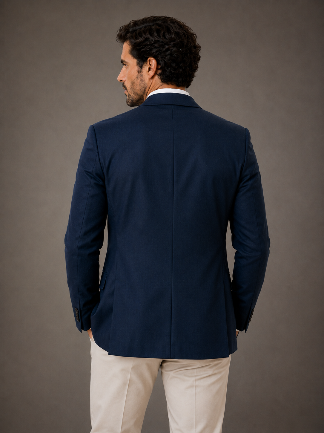 Blazer Premium Masculino Slim Sarja com Elastano - Azul Marinho