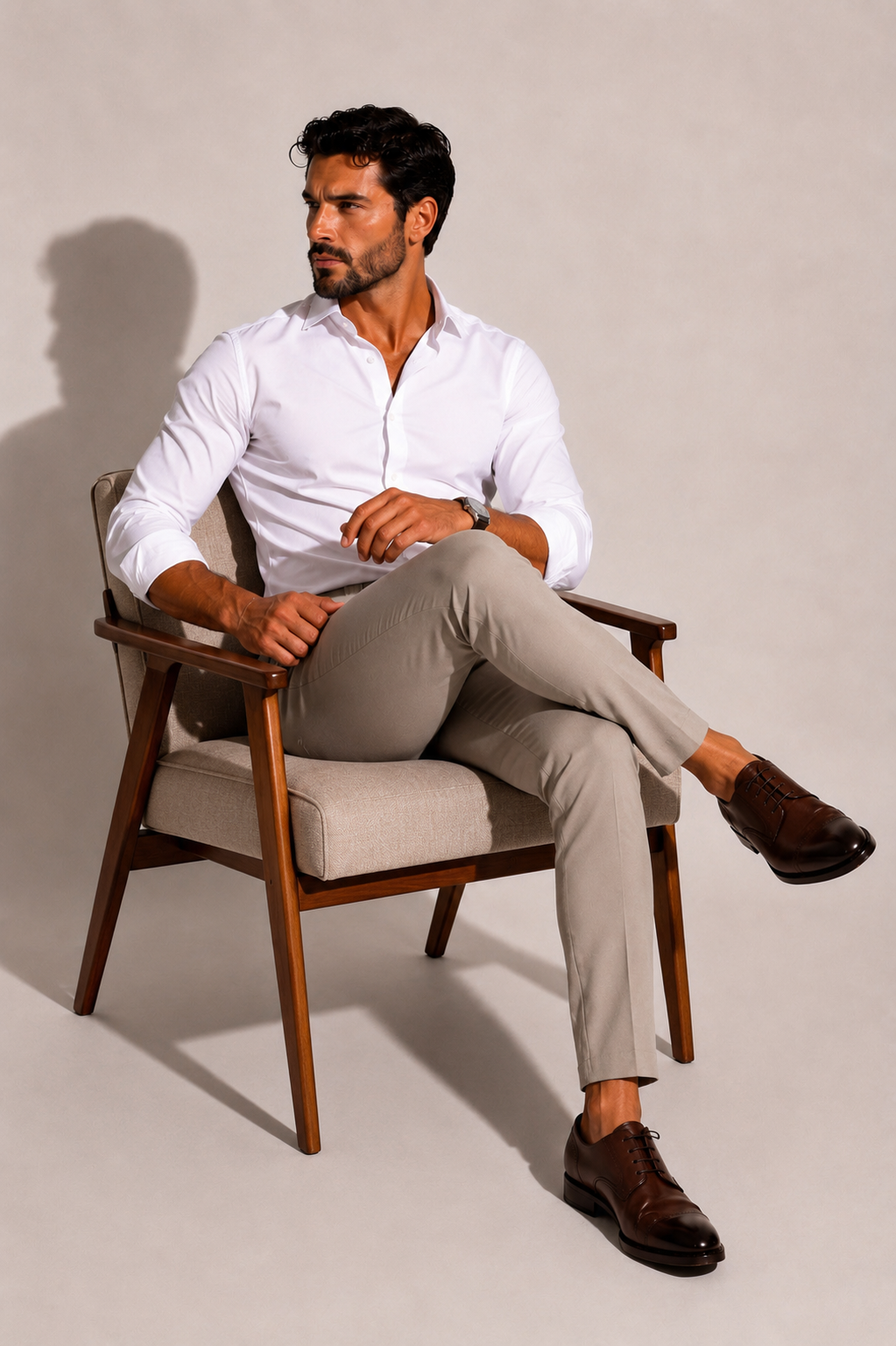 Calça Premium Alfaiataria com Ajuste Lateral - Caqui