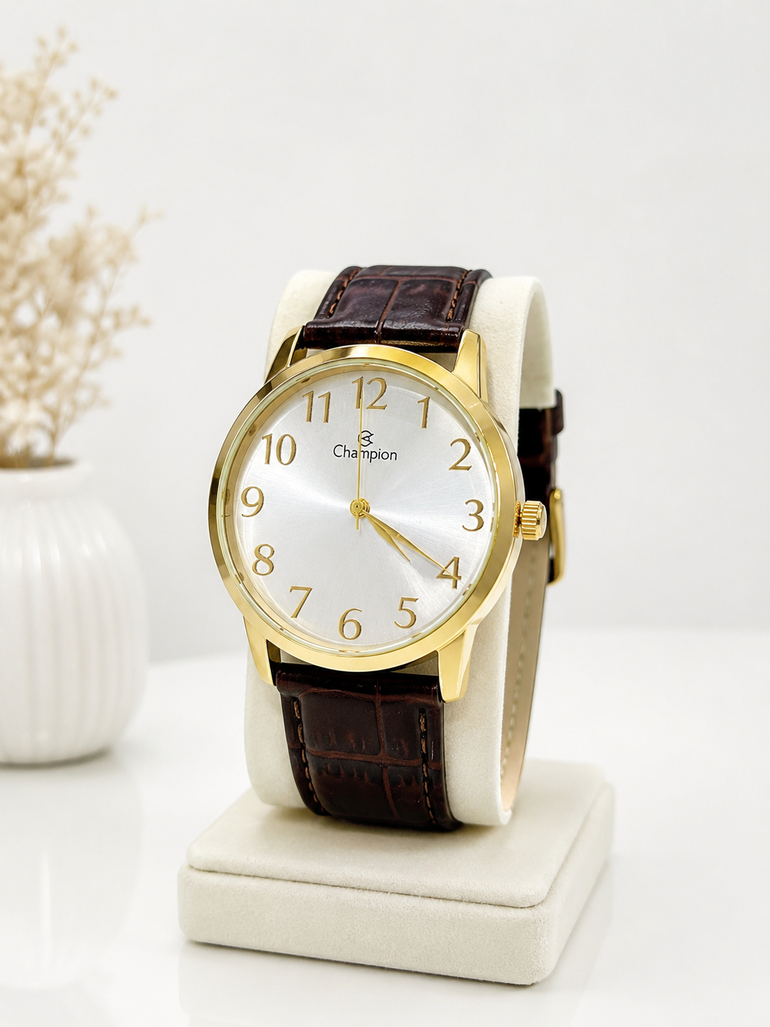 Relógio Champion com pulseira de couro genuíno