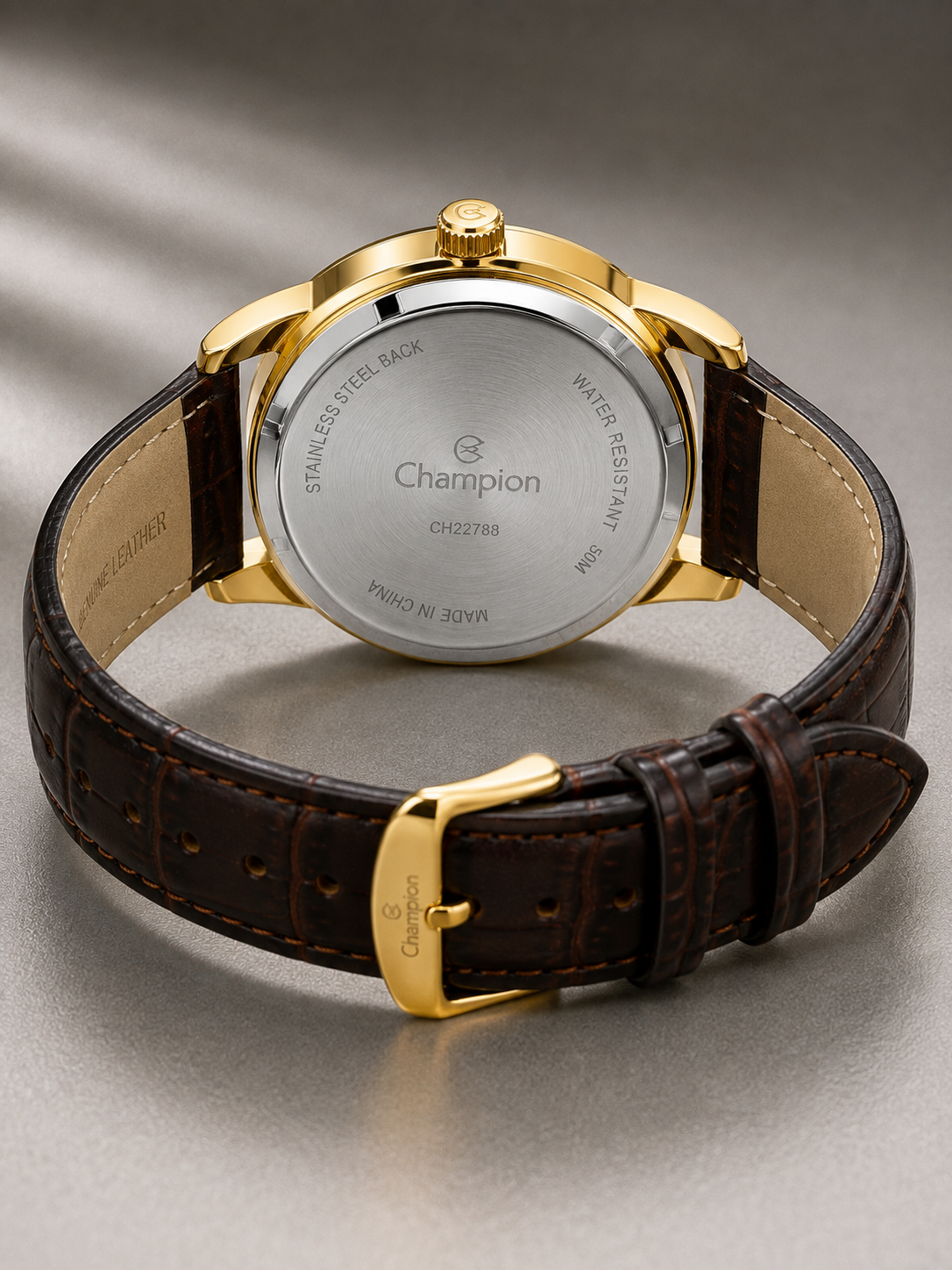 Relógio Champion com pulseira de couro genuíno