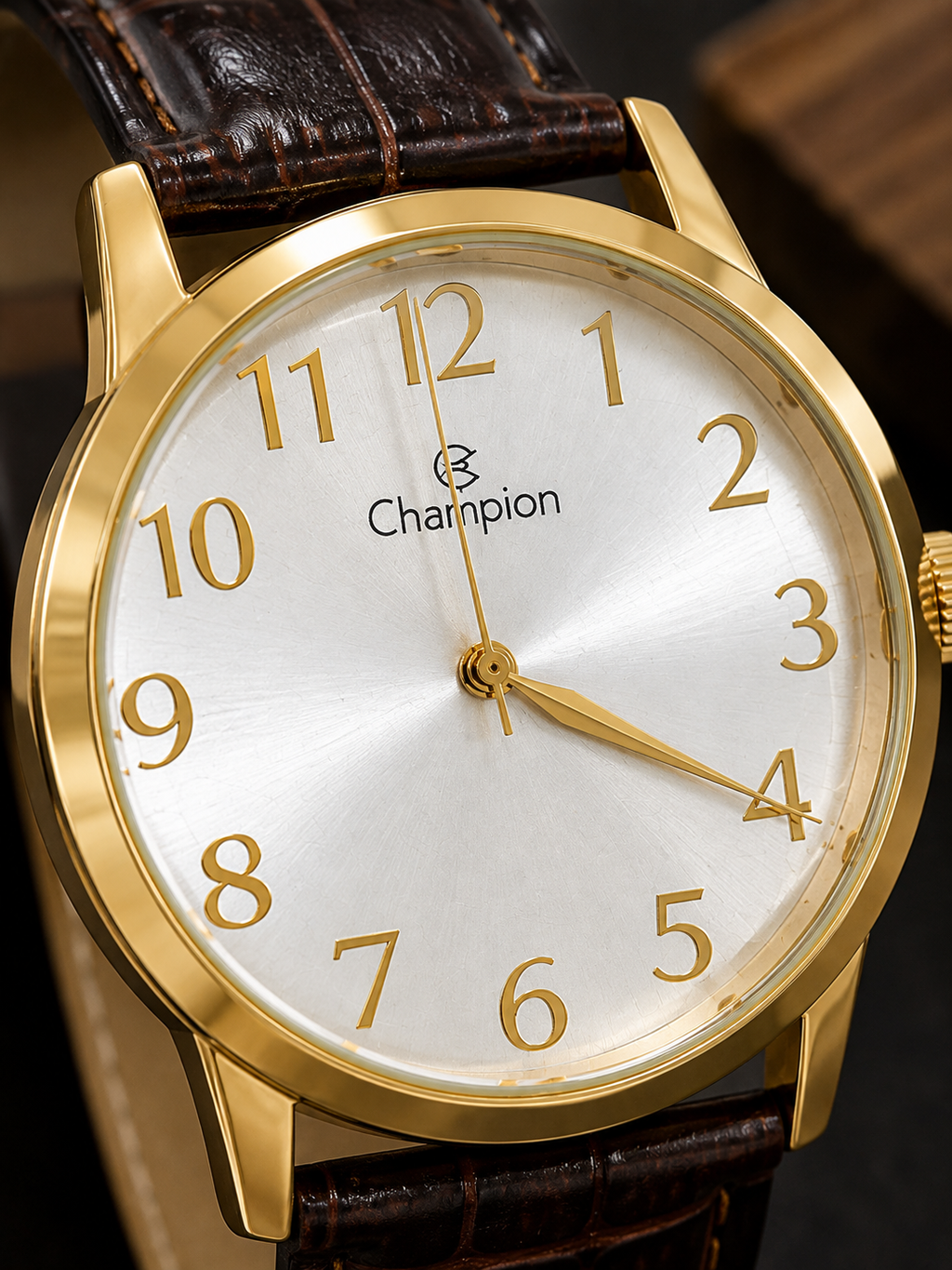 Relógio Champion com pulseira de couro genuíno