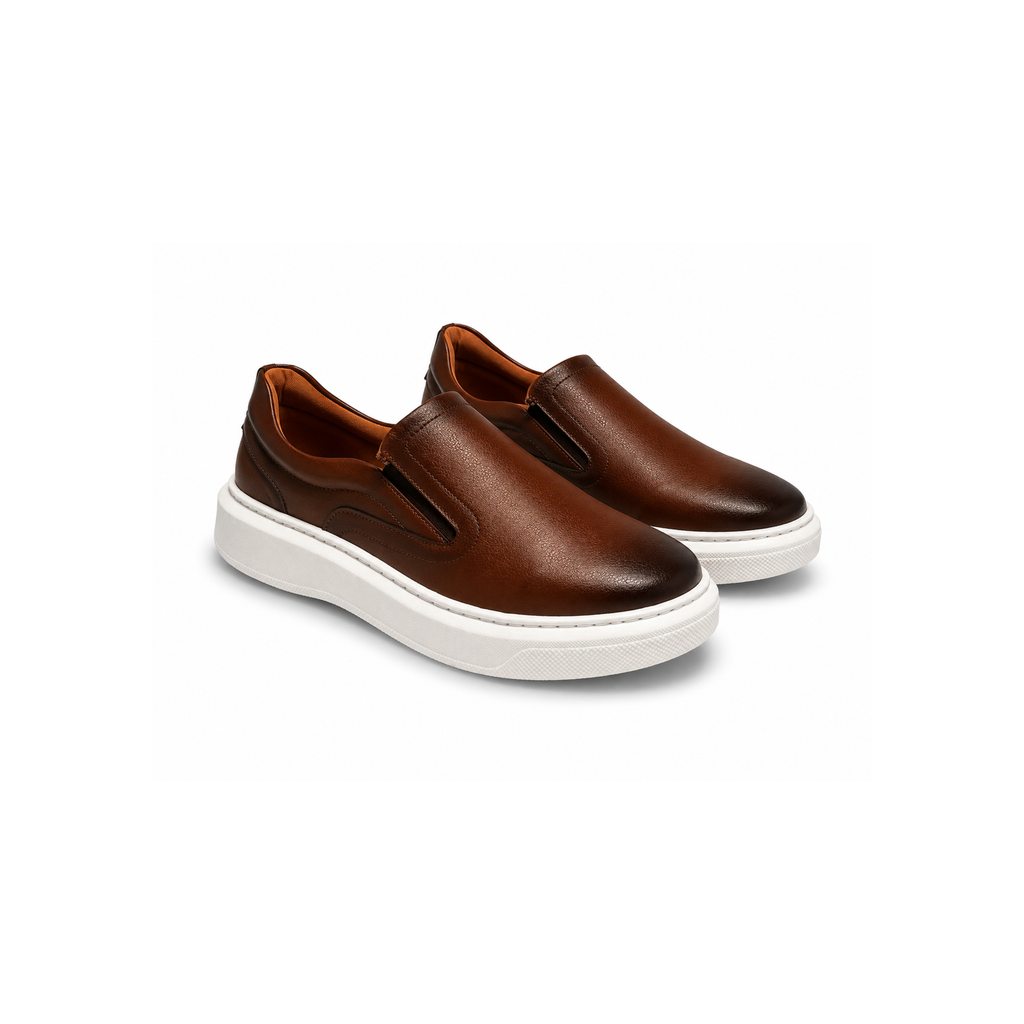 Tênis Slip On Iate Masculino Couro Síntetico - Marrom