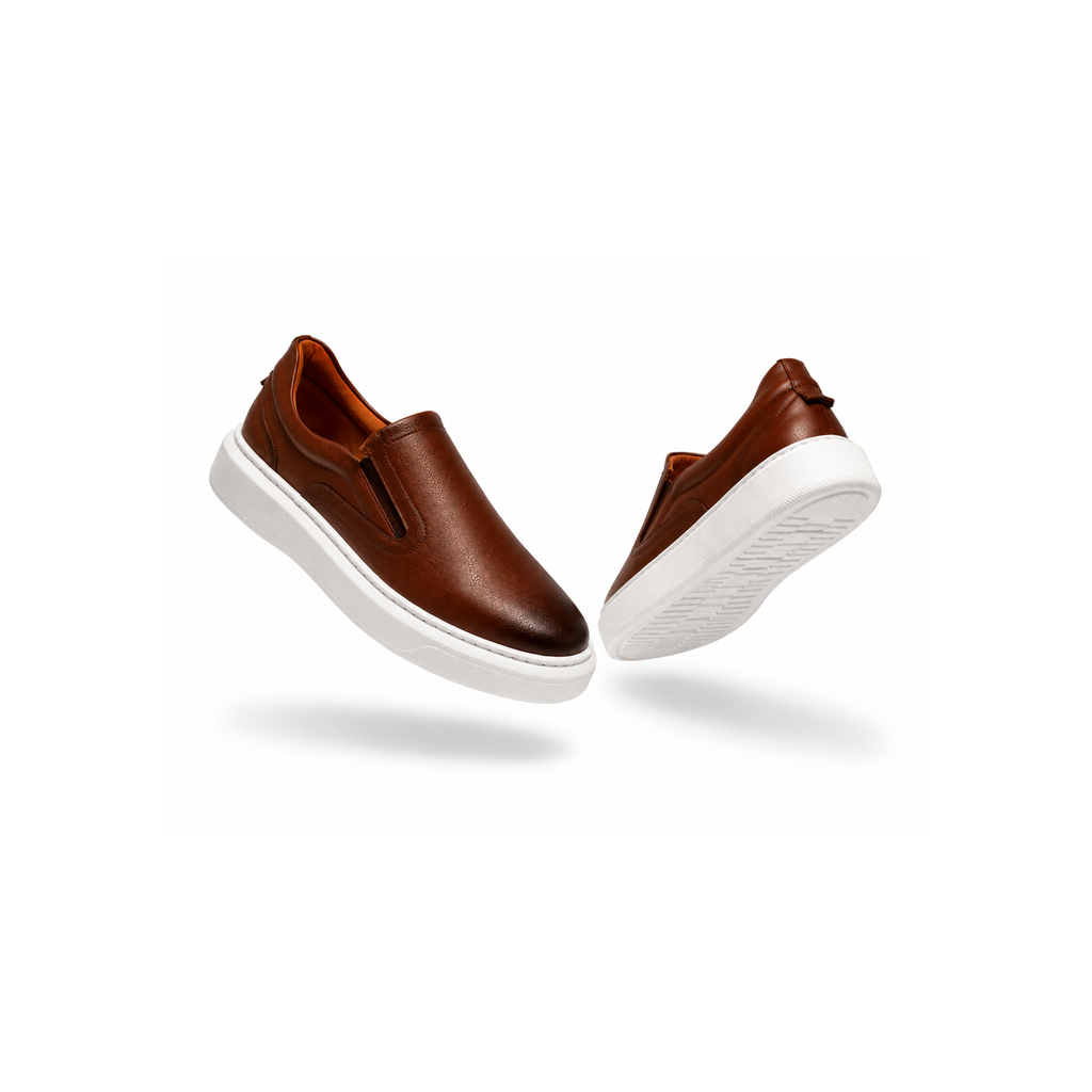 Tênis Slip On Iate Masculino Couro Síntetico - Marrom