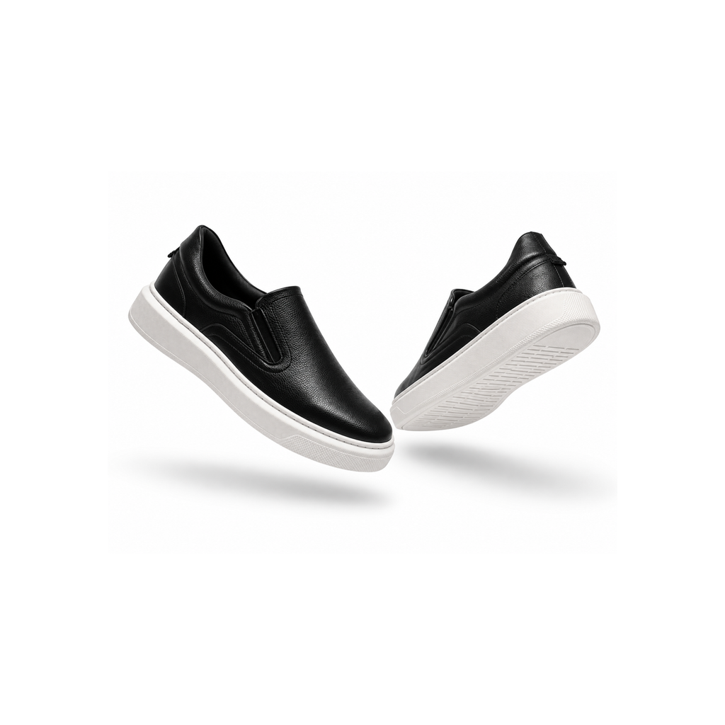 Tênis Slip On Iate Masculino Couro Síntetico - Preto