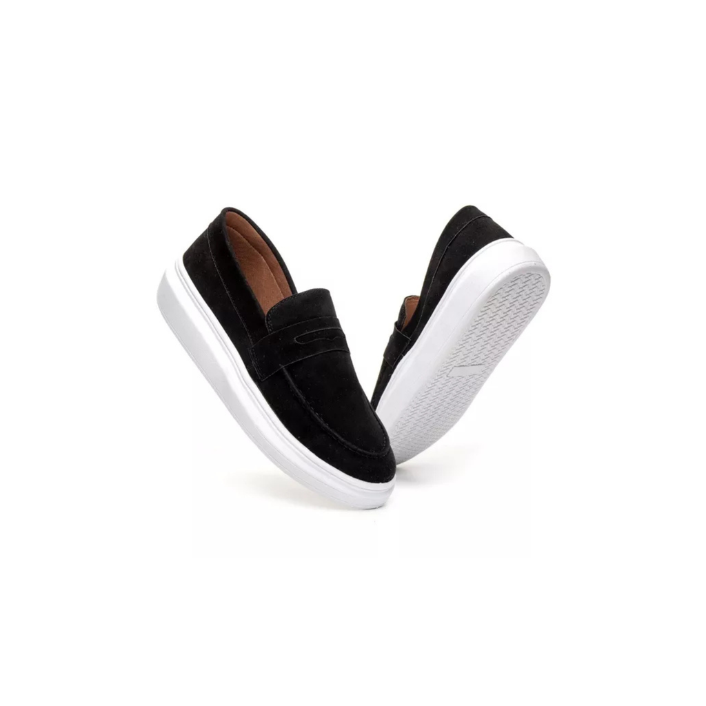 Mocassim Loafer em Camurça - Preto