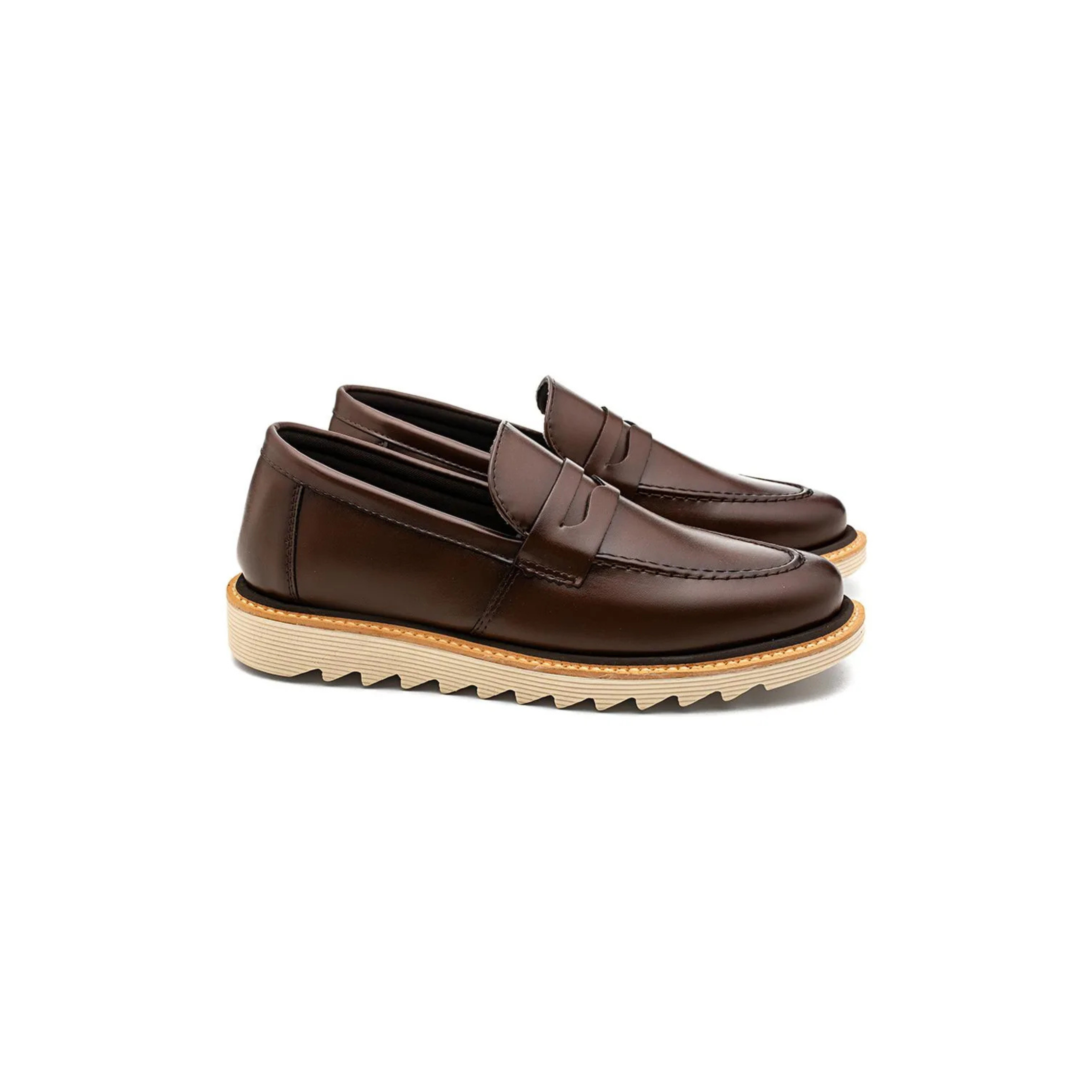 Sapato Casual Loafer Tratorado Solado - Marrom
