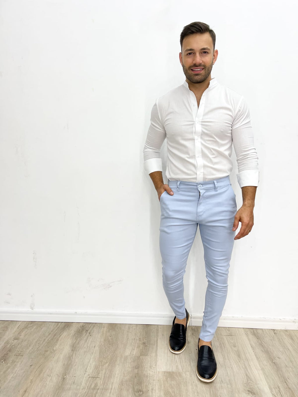 Camisa Gola Padre Fibra de Bambu - Branca