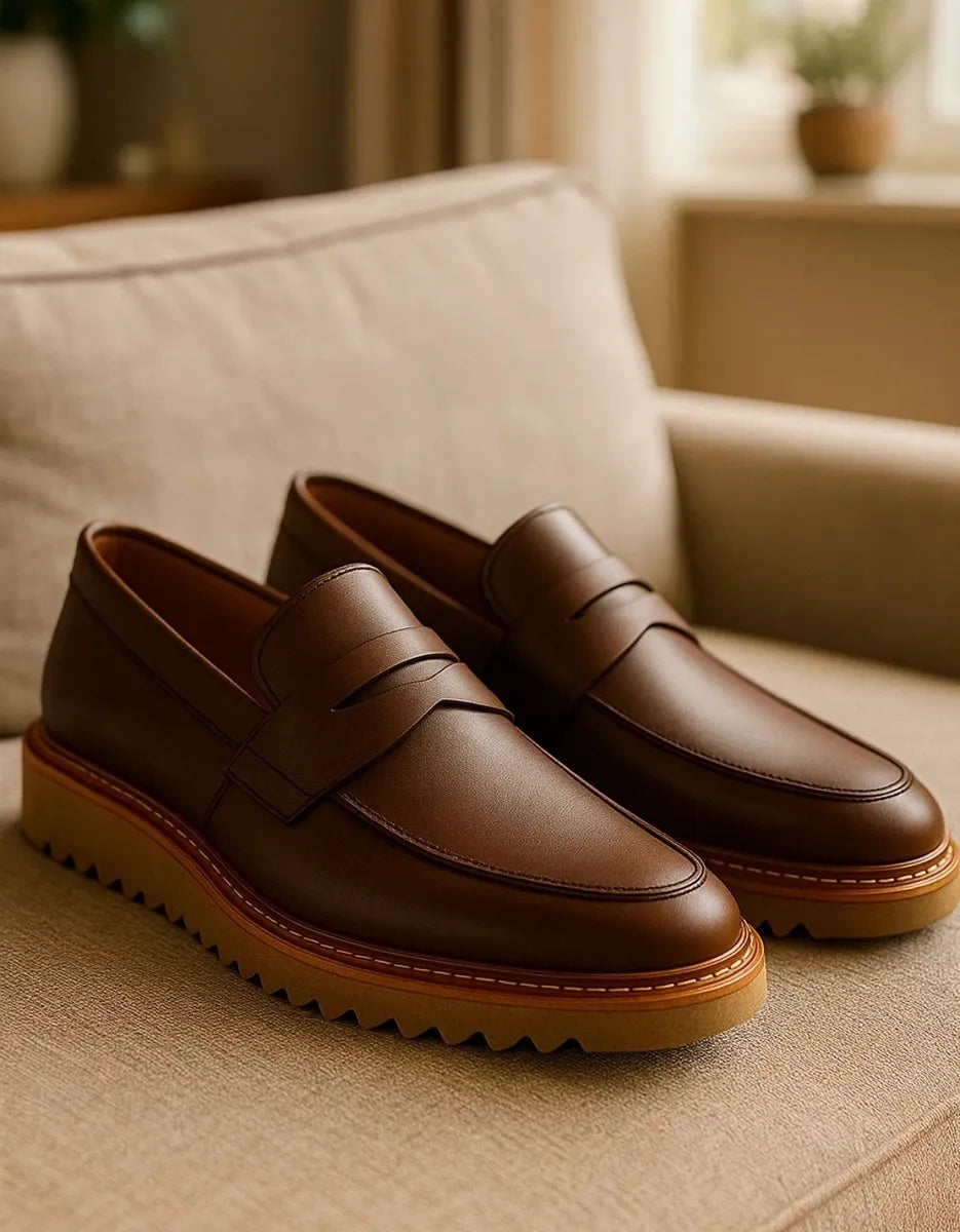 Sapato Casual Loafer Tratorado Solado Marrom - Marrom