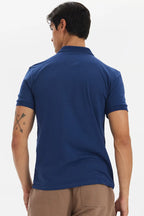 Polo Masculina Meia Malha Azul Escuro