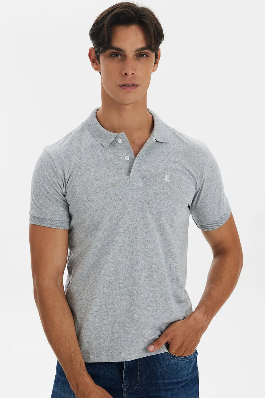 Polo Masculina Meia Mescla Claro